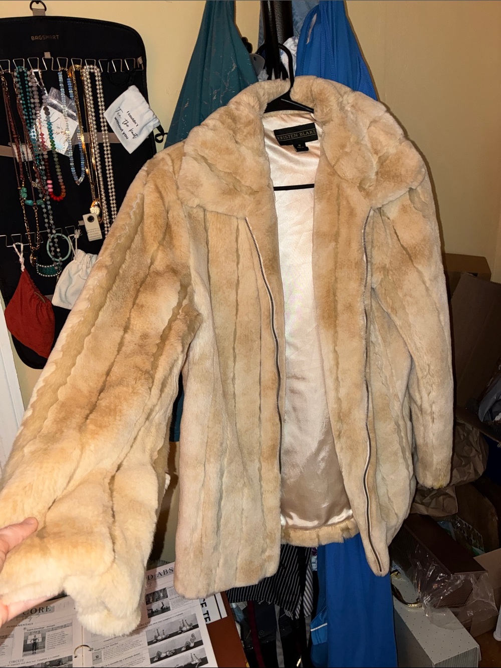 Kristen Blake Plush Beige Teddy Jacket